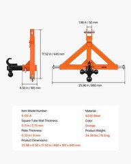 VEVOR 3 Point Trailer Hitch 2″ Receiver Tow Drawbar Category 1 Tractor 3 Balls