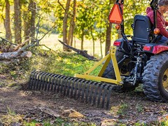 60″ Heavy-Duty Landscape Rake for Tractors, 3 Point Rock Rake with 360° Rotation