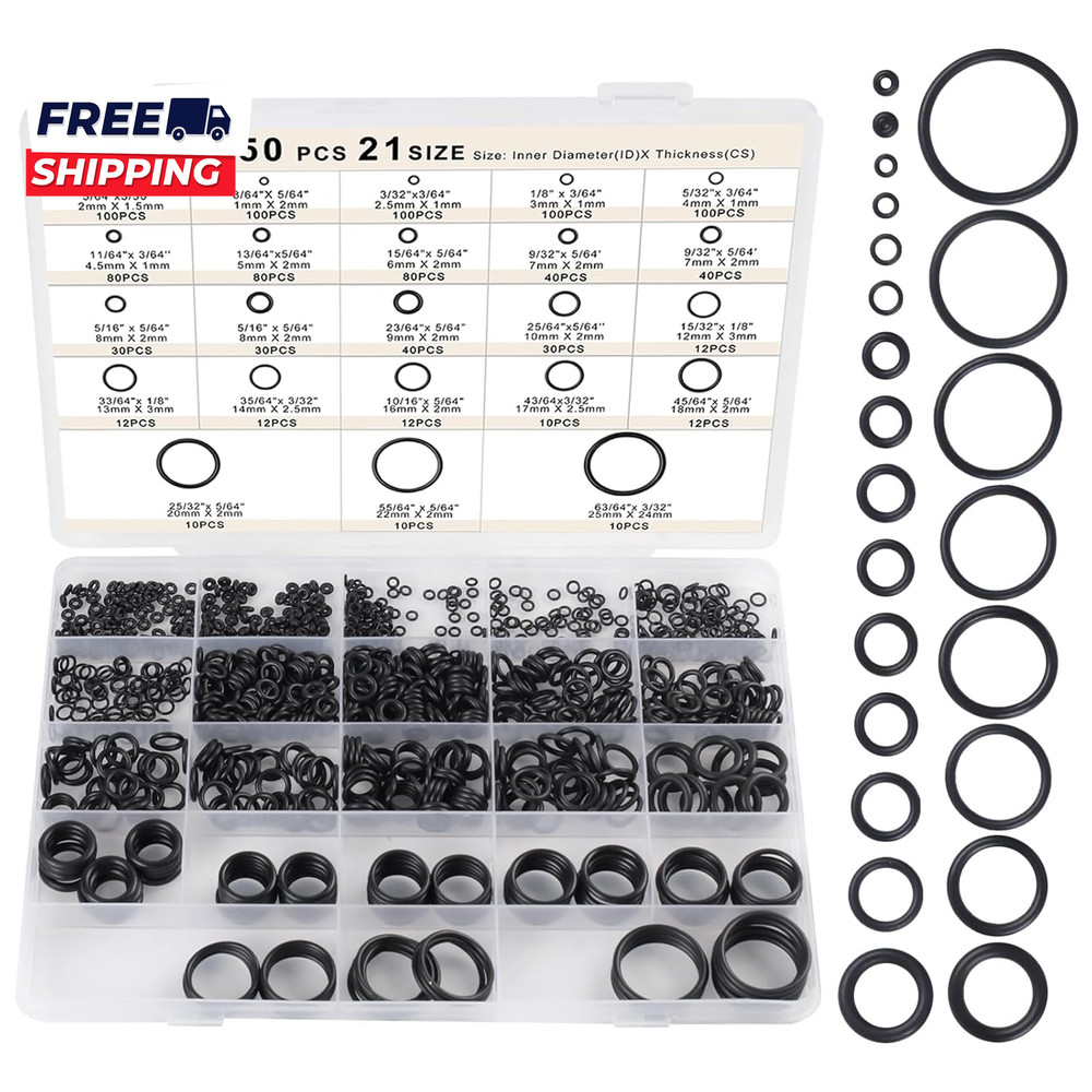 O Ring Kit 1050 PCS O Ring Assortment Kit 21 Size Metric Nitrile Rubber O Rings