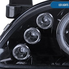 1993-1997 Toyota Corolla LED Dual Rims Projector Headlights Black Smoke Pair