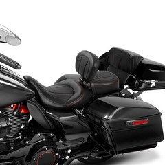 Low-Profile Leather Seat Pillion Backrest Pad Touring 14-23 Black Red