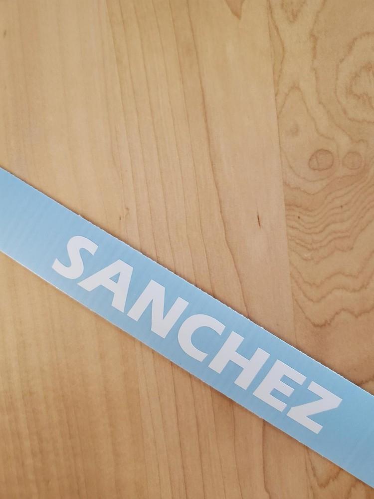 SANCHEZ last name decal sticker vinyl (2) PAIR Gloss WHITE 8″ FAST USA
