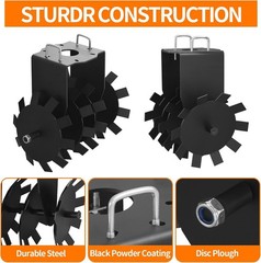 Disc Harrow 2 Pack, Heavy Duty Cut Disc Plow, ATV/UTV Disc Harrow Plow Scraper