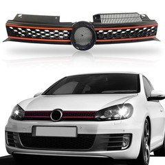 Black Front Upper Grille with Red Trim 2010-2014 GTI Jetta Golf