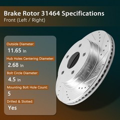 11.65/11.46 Brake Kit Drilled Slotted Rotors Pads Hub 07-13 Nissan Altima
