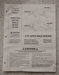 FARM STAR OPERATOR’S OWNER’S & PARTS MANUAL – 3 PT. HITCH BALE SPEARS