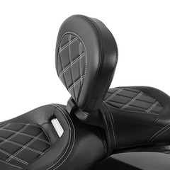 Driver & Rider Backrest Pad Fits Touring 2009-2023 White Stitching