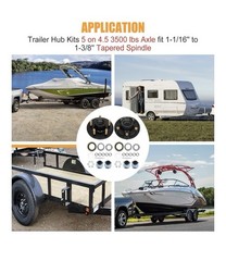 Saree 2 Sets 3500Lbs Trailer Hub Kit 5 Bolt 4.5″, 5 Lug Trailer Hub Fit 1-1/16″