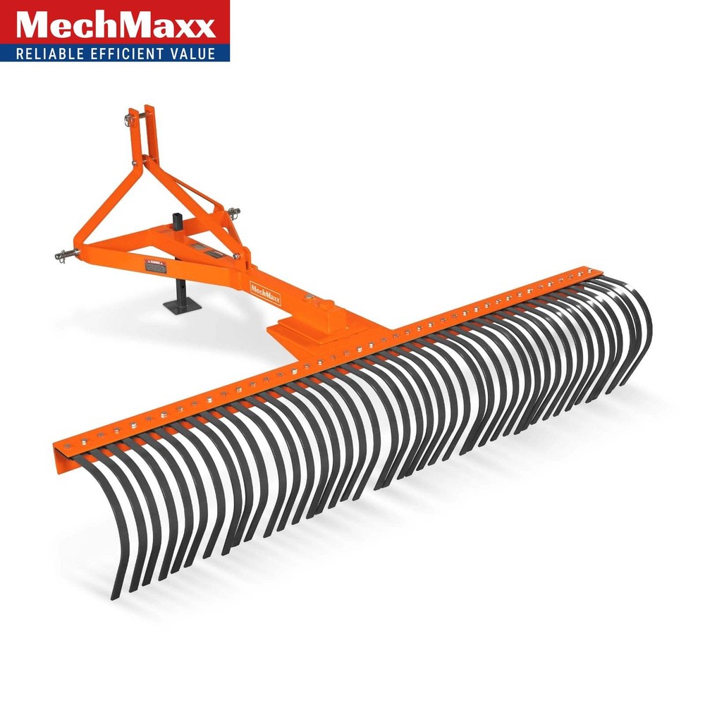 MechMaxx 84″ Landscape Rake with 42 Tines 3 Point Hitch Tractor Attachment, LR84
