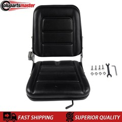 Universal Adjustable Backrest Forklift Excavator Lawn Mower Tractor Seat Black