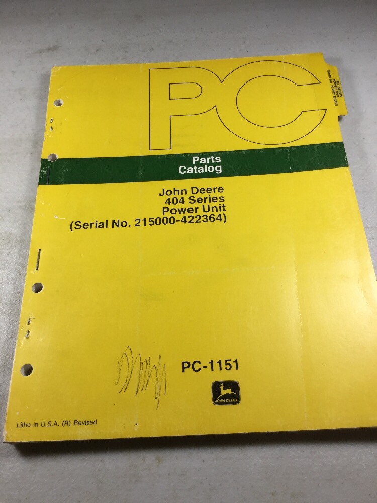 John Deere 404 Series Power Unit Parts Catalog Manual