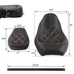 Detachable Two Up Motorcycle Seat Touring Road King Special FLHRXS Black Orange