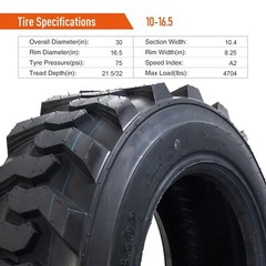 Two 10-16.5 Skid Steer Loader Tires Heavy Duty 10PR SKS Industrial tire Tubeless