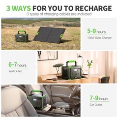 500W 519Wh Portable Power Station Solar Charger Generator Supply Home Back Up