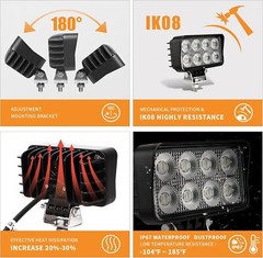 waterproof 4-inch 24W 2700LMS, 4X LED tractor work light truck floodlight