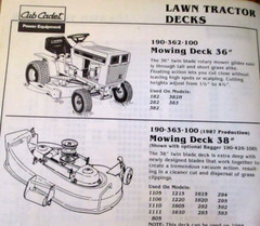 1988 Cub Cadet Riders Lawn & Garden Tractors Attachment Guide 1572 1204 882 1720