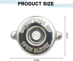 Radiator Cap, 16 PSI Dual Lug Stainless Steel Engine Coolant Reservoir Cap, Univ