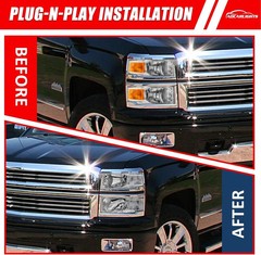 2014-2015 Chevy Silverado 1500 Headlights Assembly Chrome & Clear Left Right Set