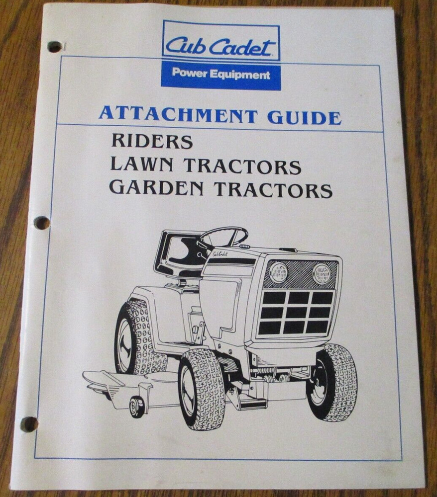 1988 Cub Cadet Riders Lawn & Garden Tractors Attachment Guide 1572 1204 882 1720