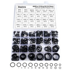 400 Pcs Rubber O-Rings Assortment Kit, 24 Sizes O-Ring Sealing black