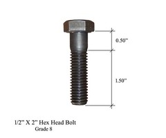 14 – 1/2″ x 2″ Adapter Mounting Bolts, Grade 8 Hex Bolts w Nuts,1A-1460, 6V-8188